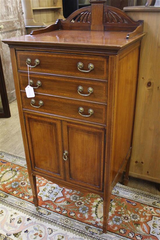 Edwardian inlaid mahogany music cabinet